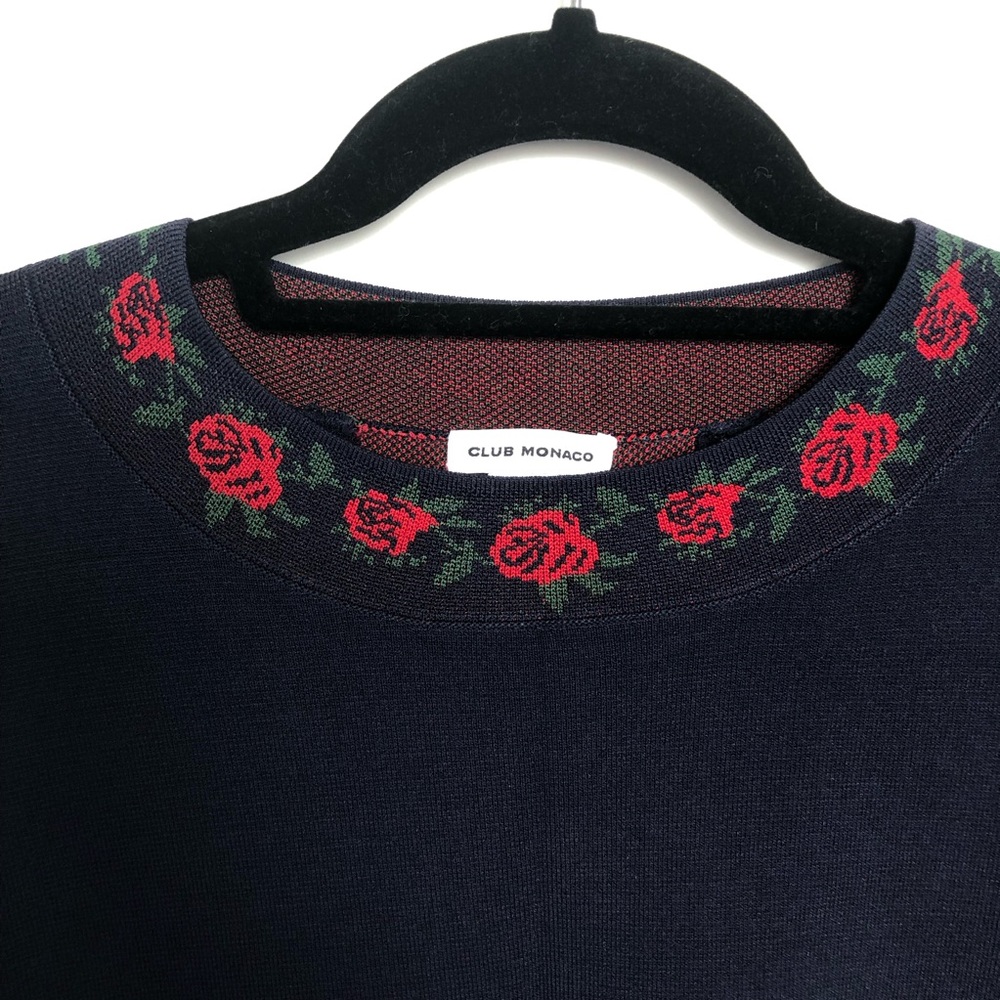 Club Monaco rose knit sweater navy womens - Picture 2 of 5